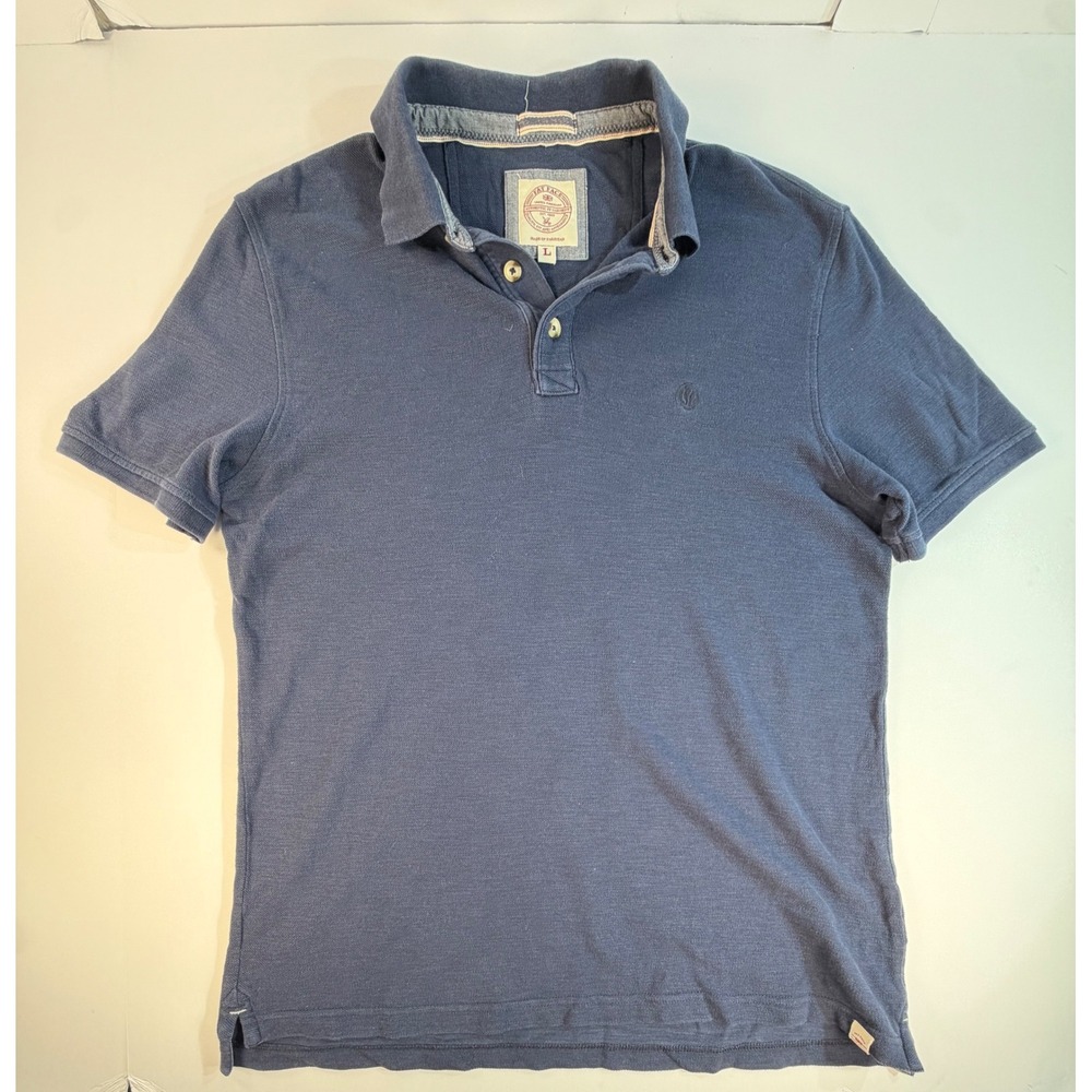 Fat Face Mens Polo Shirt Large Blue Short Sleeve Pique Cotton Casual Authentic